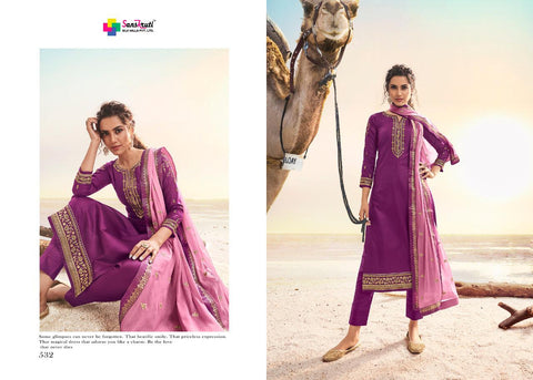 Sanskurti Silk Mills Kishana Jam Silk Embroidery Work Fancy Designer Salwar Suits