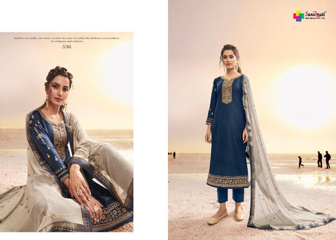 Sanskurti Silk Mills Kishana Jam Silk Embroidery Work Fancy Designer Salwar Suits