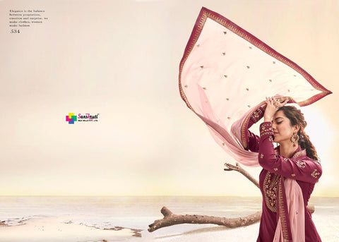 Sanskurti Silk Mills Kishana Jam Silk Embroidery Work Fancy Designer Salwar Suits