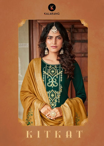 KALARANG KITKAT JAM SILK OCCASIONAL WEAR EMBROIDERED SUITS