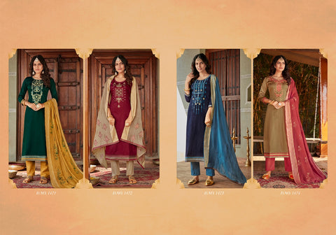 KALARANG KITKAT JAM SILK OCCASIONAL WEAR EMBROIDERED SUITS