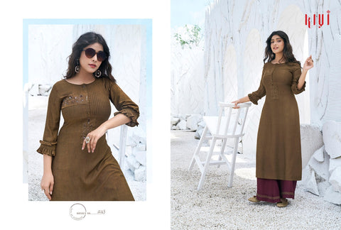 Kivi Launched Fabia Heavy Rayon Stylish Designer Kurtis Collection And Plazzo