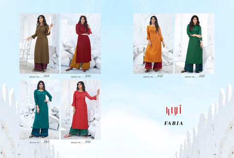 Kivi Launched Fabia Heavy Rayon Stylish Designer Kurtis Collection And Plazzo