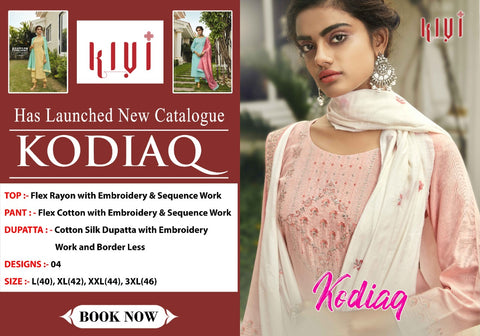 Kivi Presents Kadiaq Flex Rayon Embroidery Work Fancy Designer Kurtis Collection