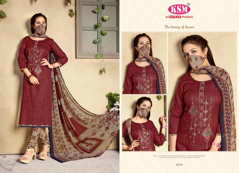 Kothari Presents Rose Vol 2 Cambric Printed Embroidery Work Fancy Designer Salwar Suits With Matching Mask