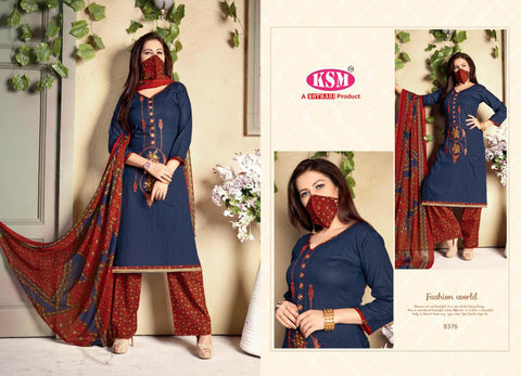 Kothari Presents Rose Vol 2 Cambric Printed Embroidery Work Fancy Designer Salwar Suits With Matching Mask