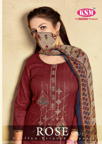 Kothari Presents Rose Vol 2 Cambric Printed Embroidery Work Fancy Designer Salwar Suits With Matching Mask