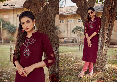 Kalaroop Presents Floriana Fancy Silk Rayon Designer Kurtis With Pants Collection