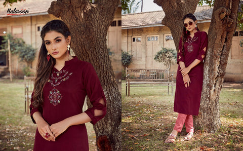 Kalaroop Presents Floriana Fancy Silk Rayon Designer Kurtis With Pants Collection