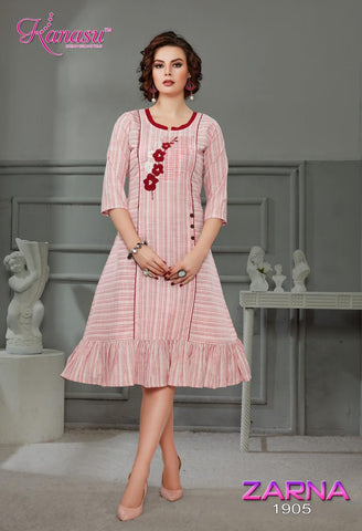Kanasu Launched Zarna Rayon Stylish Designer Kurtis Collections