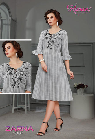 Kanasu Launched Zarna Rayon Stylish Designer Kurtis Collections
