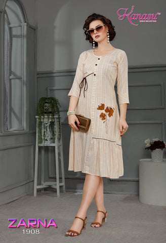 Kanasu Launched Zarna Rayon Stylish Designer Kurtis Collections