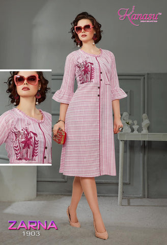 Kanasu Launched Zarna Rayon Stylish Designer Kurtis Collections