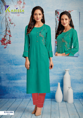 Karissa Launched Rosemary Rayon Daily Wear Kurtis Collection