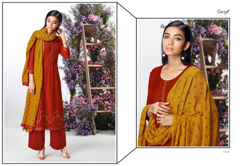 Ganga Launched Kefi Wool Dobby Embroidery Work Stylish Designer Salwar Kameez
