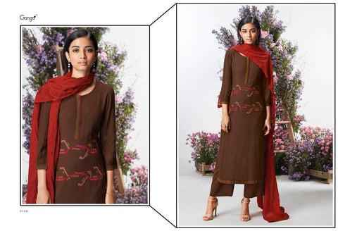 Ganga Launched Kefi Wool Dobby Embroidery Work Stylish Designer Salwar Kameez