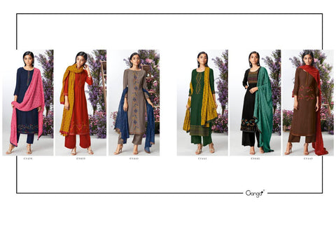 Ganga Launched Kefi Wool Dobby Embroidery Work Stylish Designer Salwar Kameez