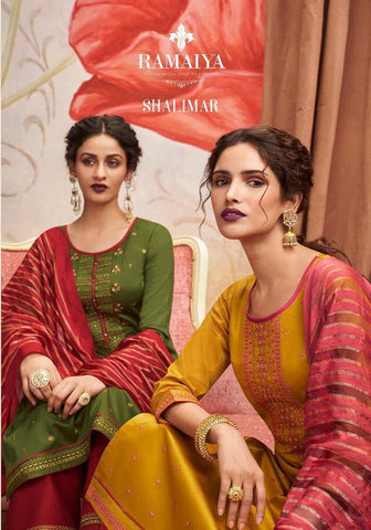 Kessi Fabrics Presents Ramaiya Shalimar Jam Silk Embroidery Dress Material