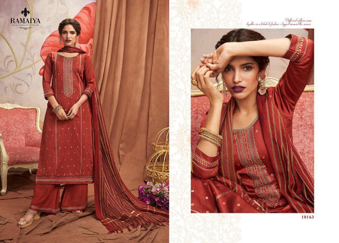 Kessi Fabrics Presents Ramaiya Shalimar Jam Silk Embroidery Dress Material