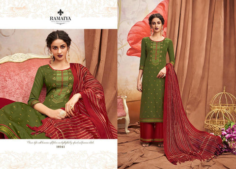 Kessi Fabrics Presents Ramaiya Shalimar Jam Silk Embroidery Dress Material