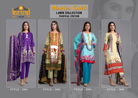 Keval Fab Mariya Gold Collection Karachi Pakistani Printed Collection Suits
