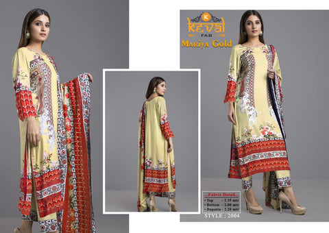 Keval Fab Mariya Gold Collection Karachi Pakistani Printed Collection Suits