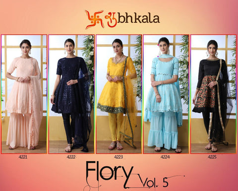 Khushboo Presents Flory Vol 5 Georgette Silk Fancy Designer Salwar Suits