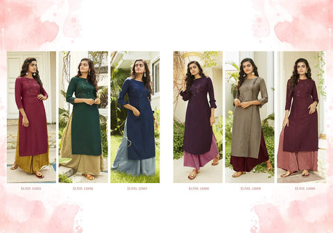 HANDWORK TOP AND PLAZZO PAIR WKIVI LAUNCH SUPERB LINING SILK HOLESALER