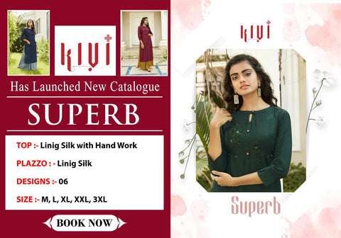 HANDWORK TOP AND PLAZZO PAIR WKIVI LAUNCH SUPERB LINING SILK HOLESALER