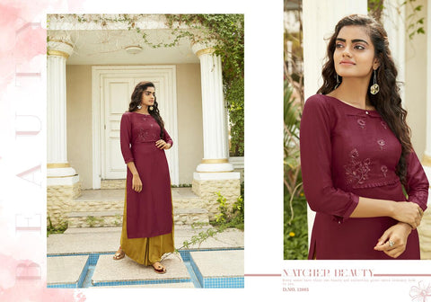 HANDWORK TOP AND PLAZZO PAIR WKIVI LAUNCH SUPERB LINING SILK HOLESALER