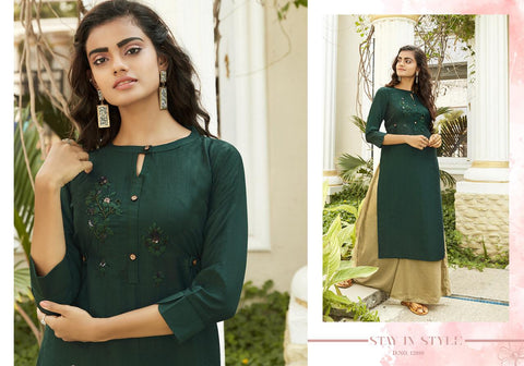 HANDWORK TOP AND PLAZZO PAIR WKIVI LAUNCH SUPERB LINING SILK HOLESALER