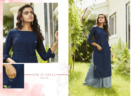 HANDWORK TOP AND PLAZZO PAIR WKIVI LAUNCH SUPERB LINING SILK HOLESALER