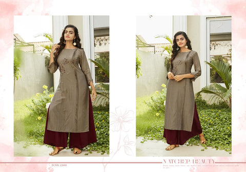 HANDWORK TOP AND PLAZZO PAIR WKIVI LAUNCH SUPERB LINING SILK HOLESALER