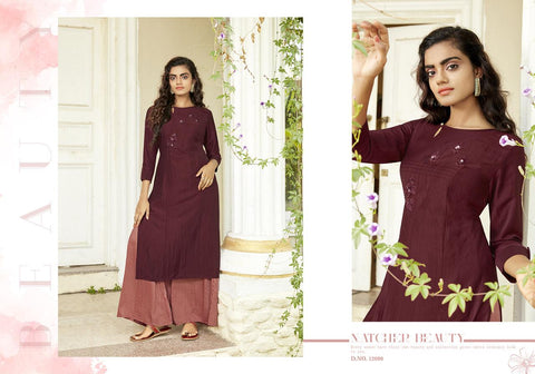 HANDWORK TOP AND PLAZZO PAIR WKIVI LAUNCH SUPERB LINING SILK HOLESALER