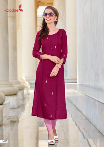 Koodee Launched Pahal Vol 7 Pure Rayon Designer Kurtis Collection