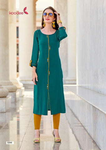 Koodee Launched Pahal Vol 7 Pure Rayon Designer Kurtis Collection