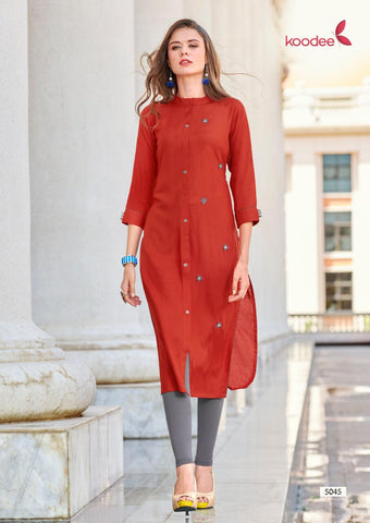 Koodee Launched Pahal Vol 7 Pure Rayon Designer Kurtis Collection