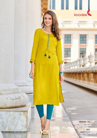Koodee Launched Pahal Vol 7 Pure Rayon Designer Kurtis Collection
