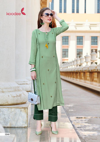 Koodee Launched Pahal Vol 7 Pure Rayon Designer Kurtis Collection