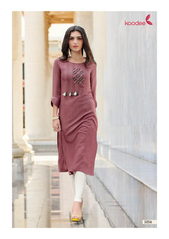 Koodee Presents Pahal Vol 8 Rayon Embroidery Work Stylish Designer Kurtis Collection