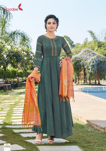 Koodee Presents Chunri Vol 3 Poly Maslin Fancy Designer Gown Type Kurtis Collection