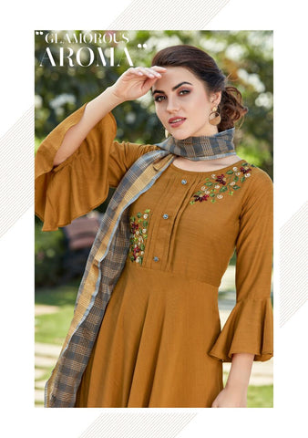 Koodee Presents Chunri Vol 3 Poly Maslin Fancy Designer Gown Type Kurtis Collection