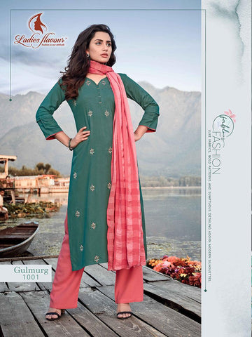 Ladies Flavour Presents Gulmurg Rayon Embroidery Work Fancy Designer Kurtis