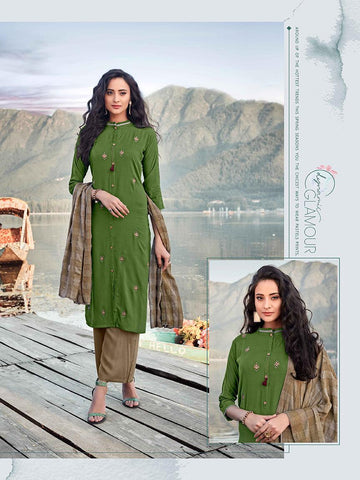 Ladies Flavour Presents Gulmurg Rayon Embroidery Work Fancy Designer Kurtis