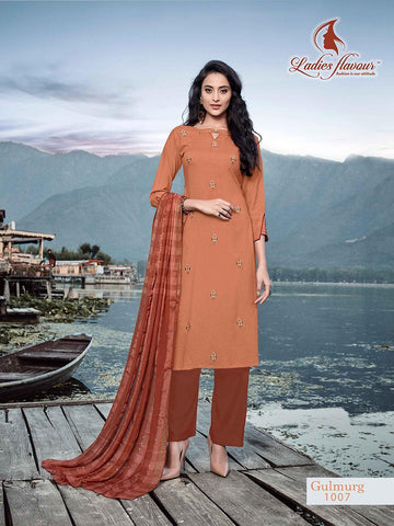 Ladies Flavour Presents Gulmurg Rayon Embroidery Work Fancy Designer Kurtis