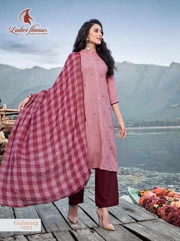 Ladies Flavour Presents Gulmurg Rayon Embroidery Work Fancy Designer Kurtis