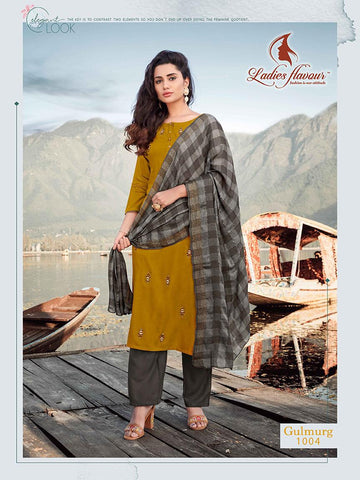 Ladies Flavour Presents Gulmurg Rayon Embroidery Work Fancy Designer Kurtis