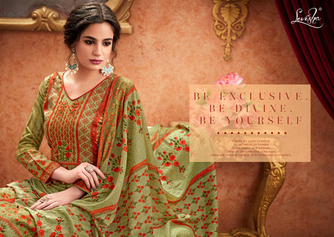 Levisha Falak Pure Satin Cotton Digital Print Aari Work Salwar Suit