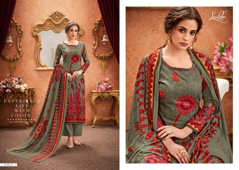 Levisha Falak Pure Satin Cotton Digital Print Aari Work Salwar Suit