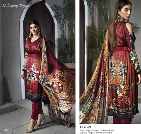 Levisha Fashion Lamis Tusser Silk Printed Work Pakistani Collection